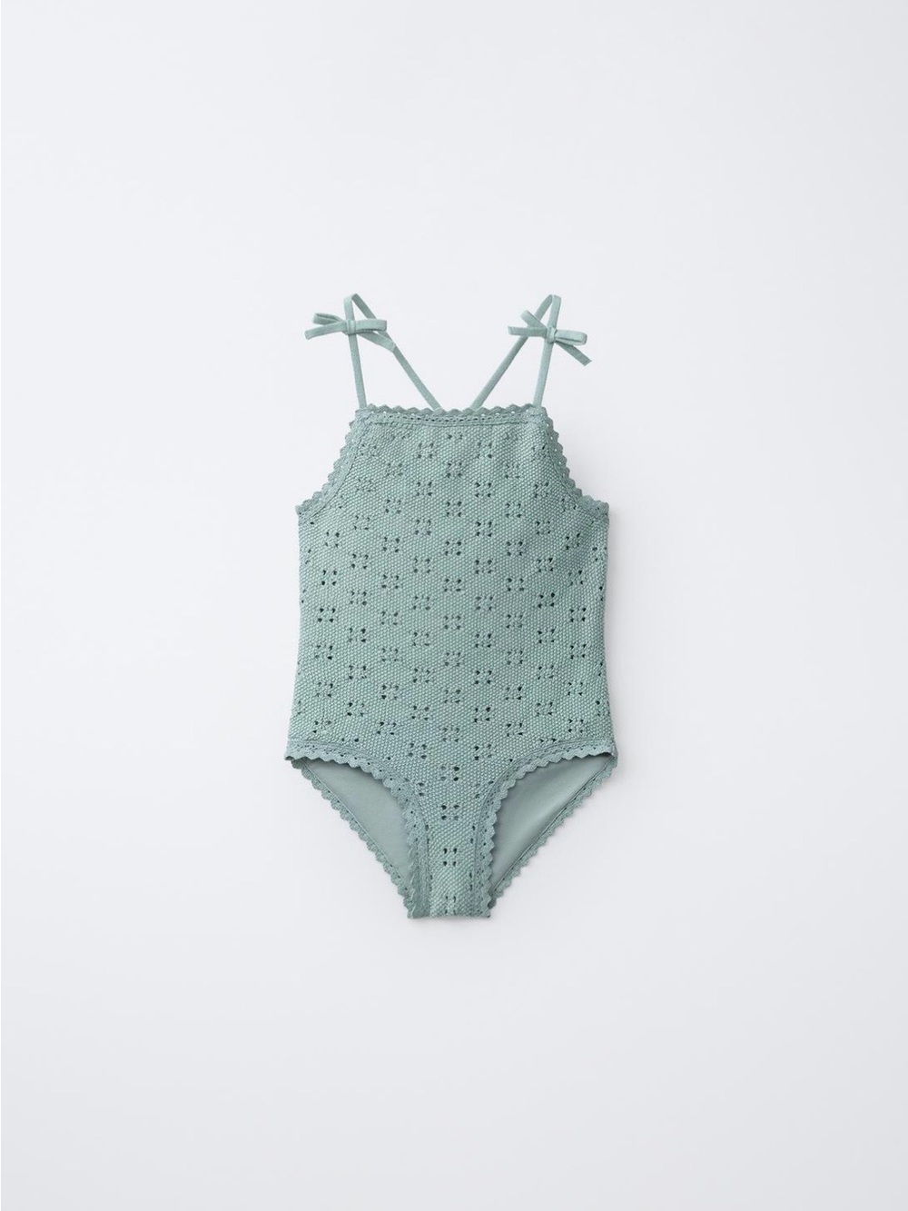 Zara Kids // Sea Green Crochet Knit One Piece Swimsuit